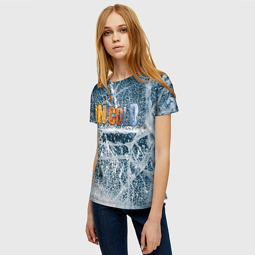 Женская футболка IN COLD horizontal logo with ice / 3D-принт – фото 3