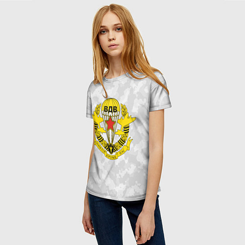Женская футболка ВДВ БЕЛЫЙ КАМУФЛЯЖ / 3D-принт – фото 3