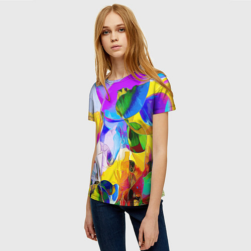 Женская футболка Цветы Буйство красок Flowers Riot of colors / 3D-принт – фото 3