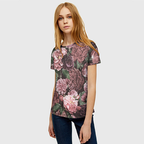Женская футболка Цветы Полные Любви / 3D-принт – фото 3