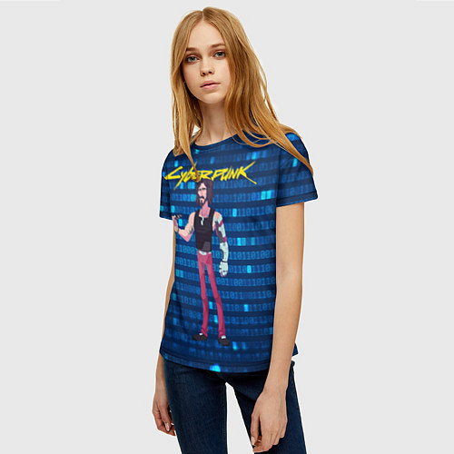 Женская футболка Johnny Cyberpunk Джонни / 3D-принт – фото 3
