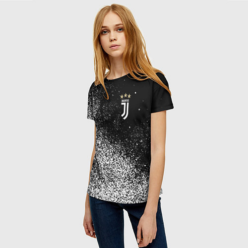 Женская футболка Ювентус juventus Белые брызги / 3D-принт – фото 3
