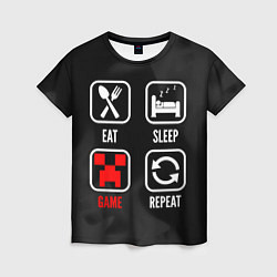 Женская футболка Eat, Sleep, Minecraft, Repeat
