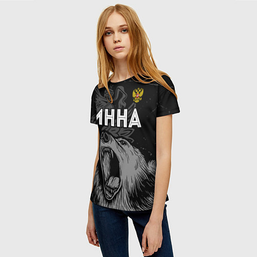 Женская футболка Инна Россия Медведь / 3D-принт – фото 3