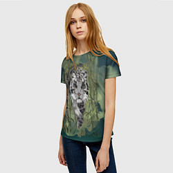 Футболка женская Крадущийся белый тигр символ гола, цвет: 3D-принт — фото 2