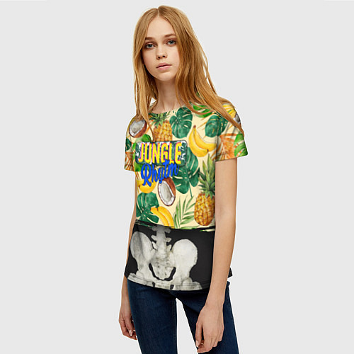 Женская футболка Тропики Ритм Джунглей Ананасы Кокосы Бананы / 3D-принт – фото 3