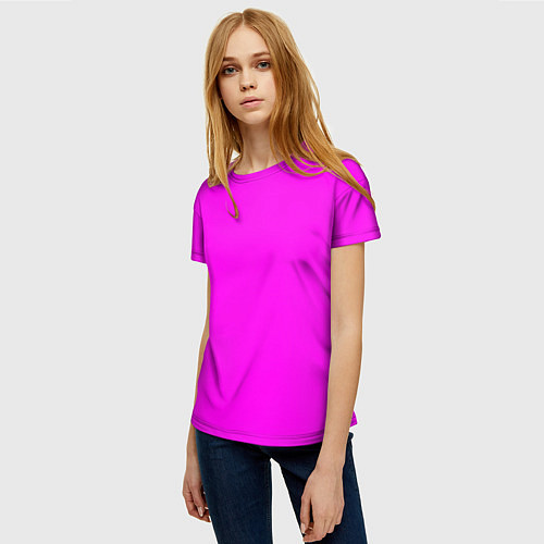 Женская футболка Однотонный розовый неоновый Пион / 3D-принт – фото 3