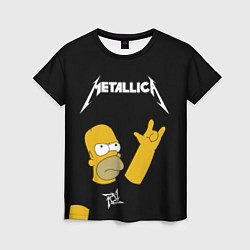 Футболка женская Metallica Гомер Симпсон рокер, цвет: 3D-принт