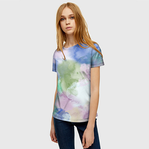 Женская футболка Акварельная текстура / 3D-принт – фото 3