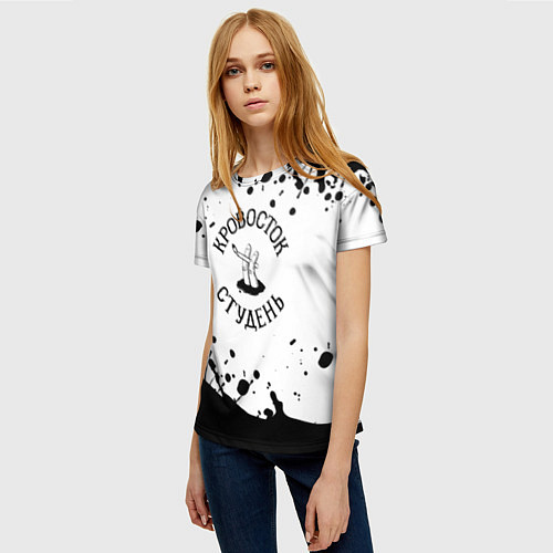 Женская футболка Кровосток черная краска / 3D-принт – фото 3