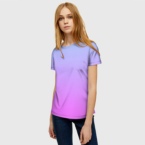 Женская футболка Голубо-розовый градиент / 3D-принт – фото 3