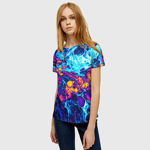 Женская футболка Взрыв Неона Fluid Explosion Неон / 3D-принт – фото 3