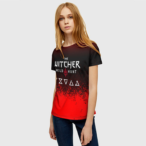 Женская футболка Witcher blood / 3D-принт – фото 3