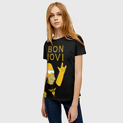 Футболка женская Bon Jovi Гомер Симпсон Рокер, цвет: 3D-принт — фото 2