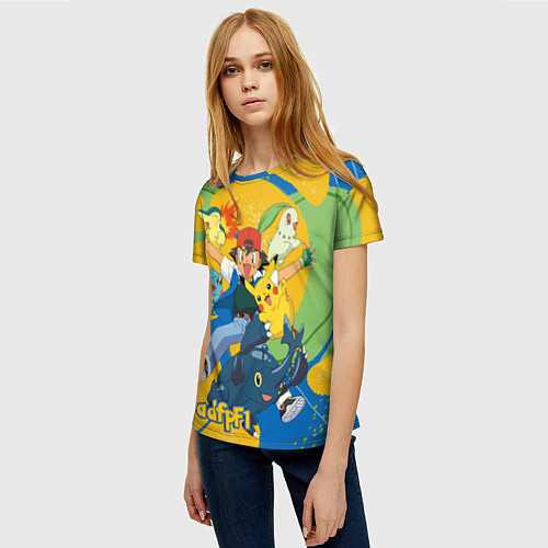 Женская футболка Эш Кетчум и его банда / 3D-принт – фото 3