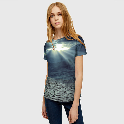 Женская футболка Трещины на земле пустыня / 3D-принт – фото 3