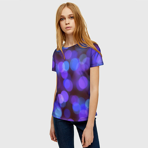 Женская футболка Фиолетовые блики боке / 3D-принт – фото 3