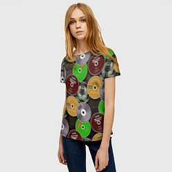 Футболка женская Диски группы OASIS, цвет: 3D-принт — фото 2