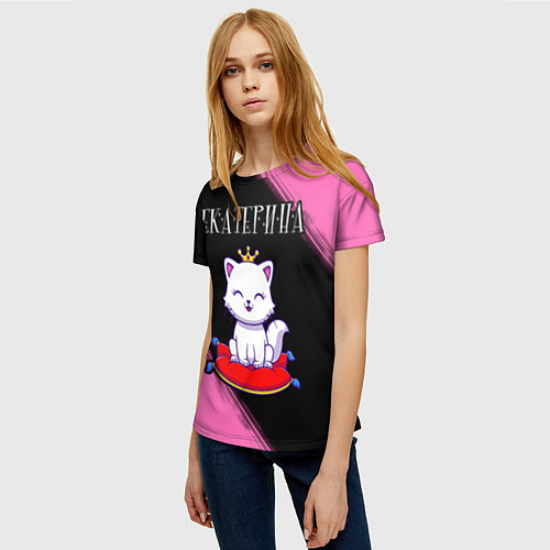 Женская футболка Екатерина - КОШКА - Краска / 3D-принт – фото 3