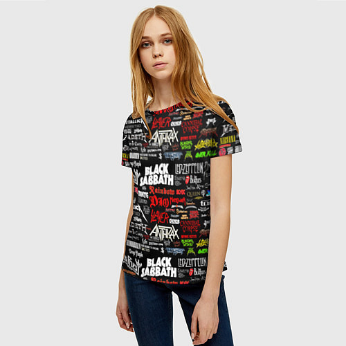 Женская футболка THE TEXTURE OF MUSICAL ROCK BANDS / 3D-принт – фото 3