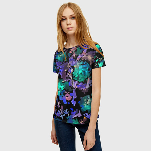 Женская футболка Floral pattern Summer night Fashion trend 2025 / 3D-принт – фото 3
