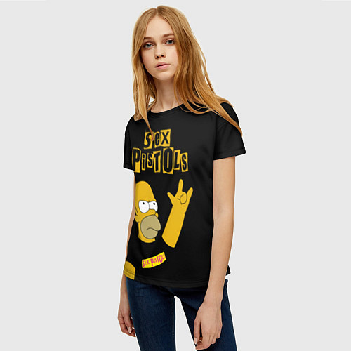 Женская футболка Sex Pistols Гомер Симпсон рокер / 3D-принт – фото 3