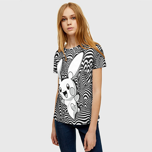 Женская футболка Пикачу на психоделическом фоне / 3D-принт – фото 3