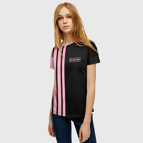 Женская футболка BLACKPINK HALF BLACK-PINK MINI LOGO / 3D-принт – фото 3