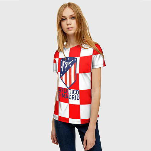 Женская футболка Atletico madrid кубики / 3D-принт – фото 3