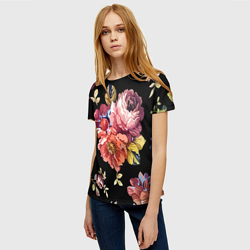Женская футболка Розы в летней ночи Fashion trend / 3D-принт – фото 3