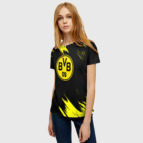 Женская футболка Borussia texture / 3D-принт – фото 3
