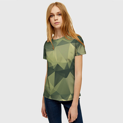 Женская футболка 3д полигоны - камуфляж / 3D-принт – фото 3