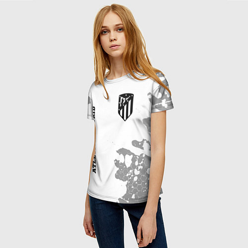 Женская футболка Atletico Madrid Sport на темном фоне / 3D-принт – фото 3
