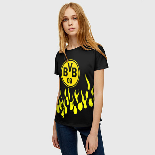 Женская футболка Borussia пламя / 3D-принт – фото 3