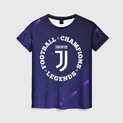Футболка женская Символ Juventus и круглая надпись Football Legends, цвет: 3D-принт