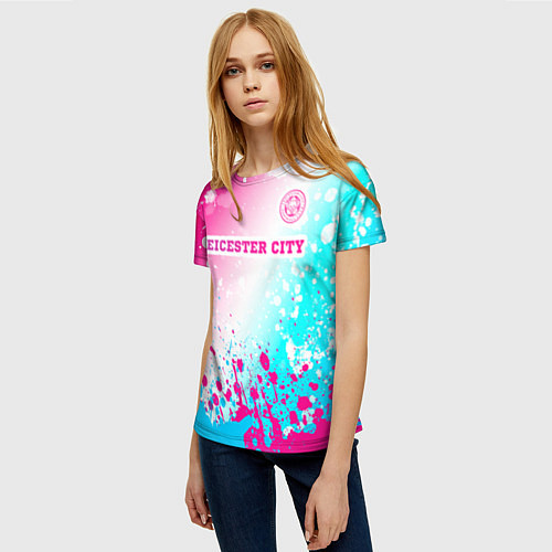 Женская футболка Leicester City Neon Gradient / 3D-принт – фото 3