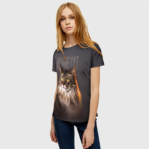 Женская футболка Maine cat / 3D-принт – фото 3