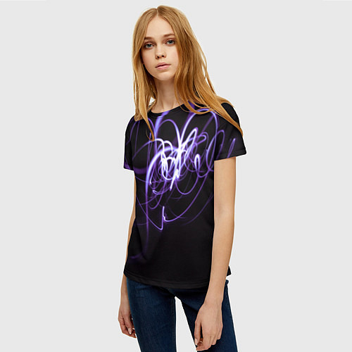 Женская футболка Неоновый узор - Фиолетовый / 3D-принт – фото 3