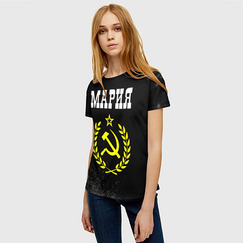Женская футболка Имя Мария и желтый символ СССР со звездой / 3D-принт – фото 3