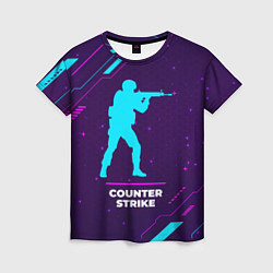 Футболка женская Символ Counter Strike в неоновых цветах на темном, цвет: 3D-принт