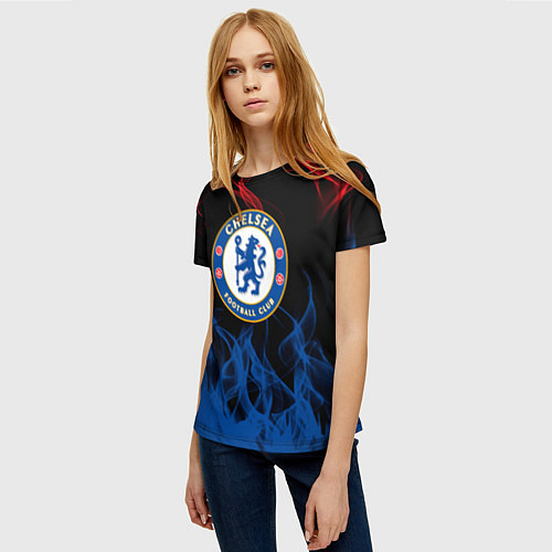 Женская футболка Челси chelsea пламя / 3D-принт – фото 3