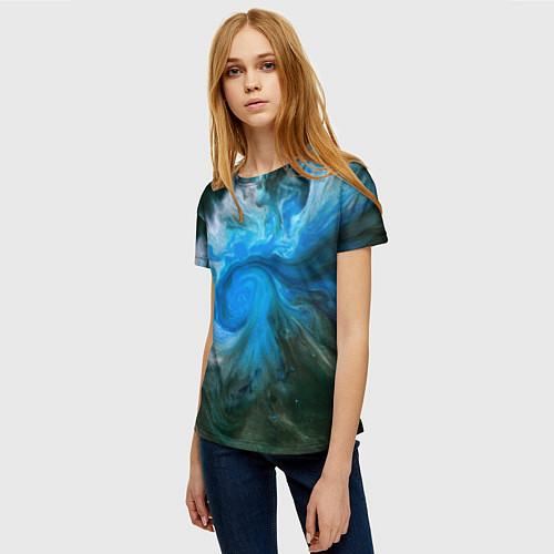 Женская футболка Неоновые краски - Синий / 3D-принт – фото 3