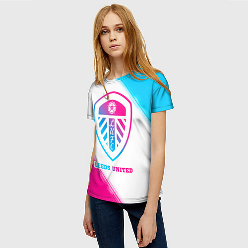 Женская футболка Leeds United Neon Gradient / 3D-принт – фото 3