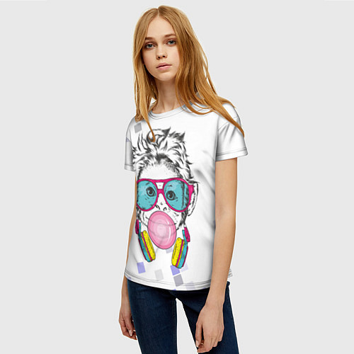 Женская футболка Обезьяна лопает жвачку / 3D-принт – фото 3