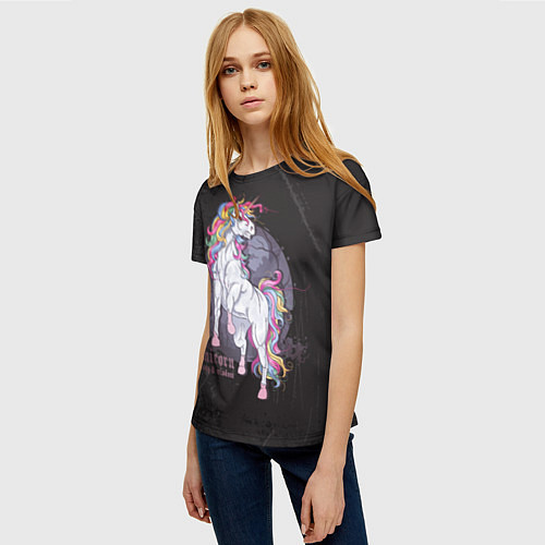 Женская футболка Единорог и полнолуние / 3D-принт – фото 3