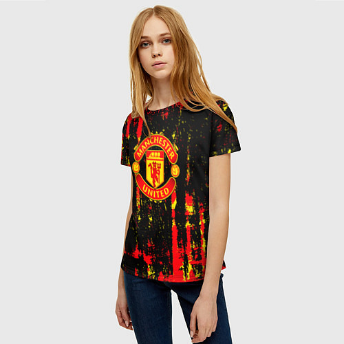 Женская футболка Manchester united краска / 3D-принт – фото 3