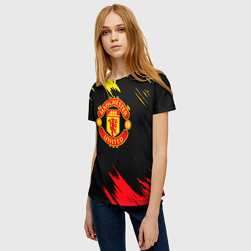 Женская футболка Manchester united Texture / 3D-принт – фото 3