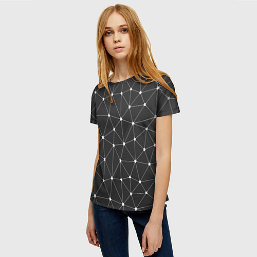 Женская футболка Треугольники На Чёрном Фоне / 3D-принт – фото 3