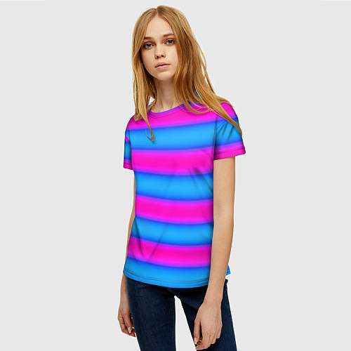 Женская футболка Striped pattern яркий неоновый полосатый узор / 3D-принт – фото 3
