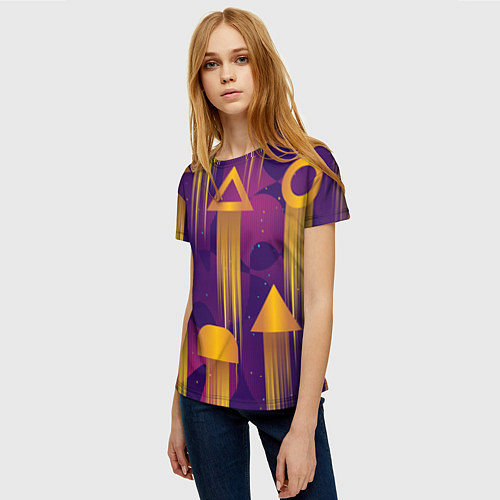 Женская футболка Игровые геометрические фигуры / 3D-принт – фото 3